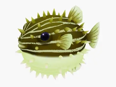 animated pufferfish Low-poly 3D model