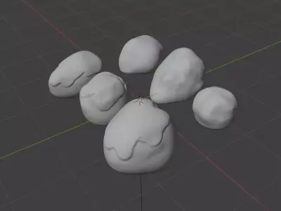 Anime Stone Set High-Poly with Moss Variations Free 3D model