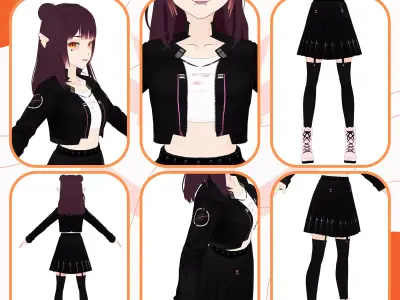 VRM VAMPIRE ELF GOTHIC GIRL SCI FI BLACK STYLE 3D model
