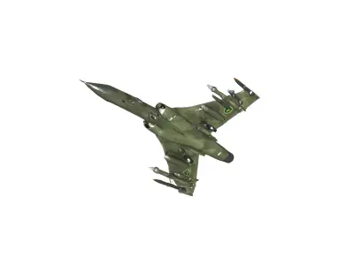 Pakistani JF-17 Thunder Jet with Pakistan Flag GA Ready Low-poly 3D model