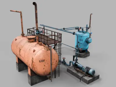 Industrial filtration system Low-poly 3D model