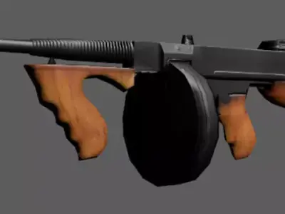 Tommy Gun 3D model Low-poly 3D model