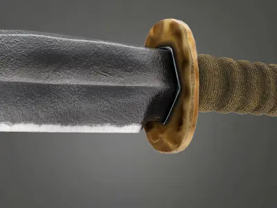 Old Knife 3D Model Low Poly PBR Low-poly 3D model