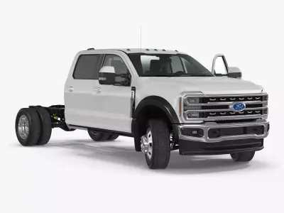 Ford Super Duty F-550 2023 Bare Chassis White Rigged 3D model