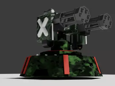 Game Ready Military Auto Turret FBX Textures Animation Low-poly 3D model