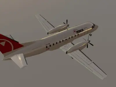 Northwest Airlines SAAB 340 3D Model  Low-poly 3D model