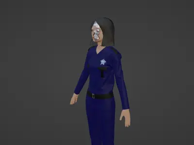 Cyber Police - Robot Woman Low-poly 3D model