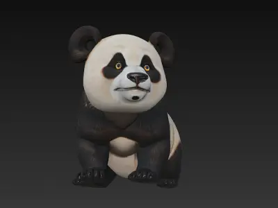 Panda Bear Realistic 3D Model - Low Poly Realistic Low-poly 3D model