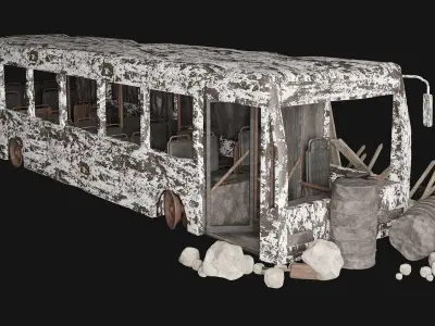 POST APO WRECK PALISADE WALL BARRIER BARRICADE FENCE COLLECTION Low-poly 3D model