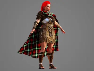 Gallowglass - Scottish Highlander Warrior Female 3D model