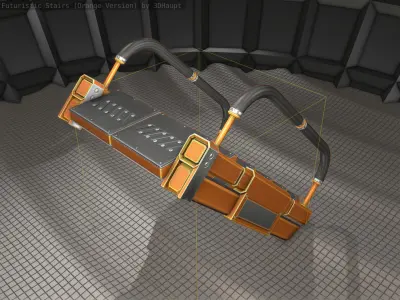 Sci-Fi Stairs - 6 - Orange Version Low-poly 3D model