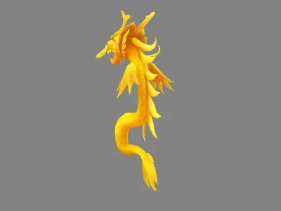 Cartoon Golden Dragon - small Low-poly 3D model