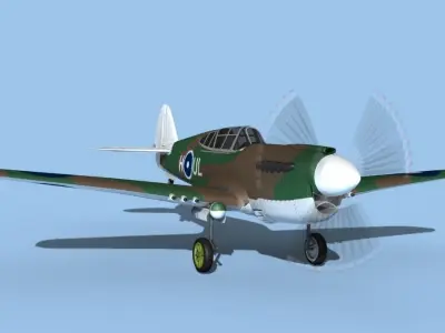Curtiss P-40F Tomahawk V09 RAAF 3D model