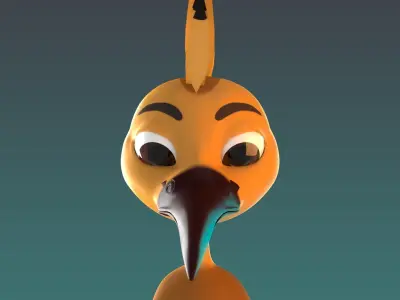 Stylized Hoopoe Rigged Low-poly 3D model