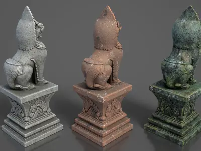 Ancient Khmer Statue22-250523 Low-poly 3D model