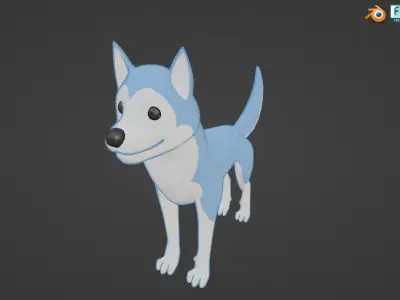 Stylized Blue Husky Low-poly 3D model