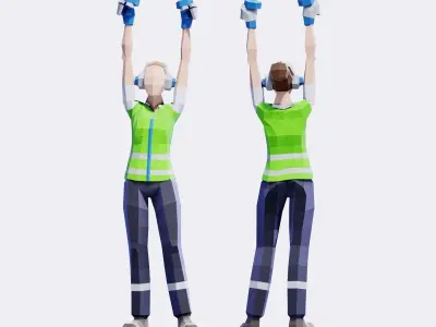 Airport Ground Crew - Animated and Rigged Low-poly 3D model