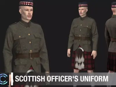 WWII SCOTTISH OFFICERS UNIFORM  Marvelous Designer 3D model