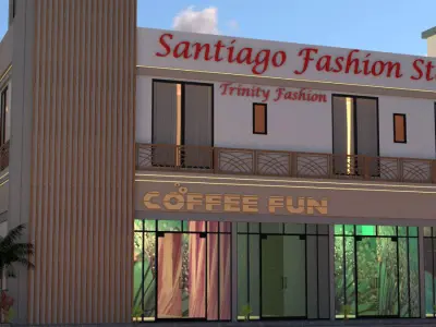 Coffee Shop and Beauty Store Commercial Building A13 3D model