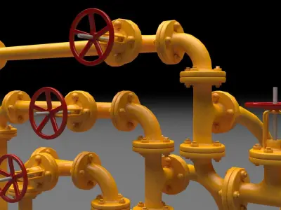 PBR Industrial Pipes Small Low-poly 3D model