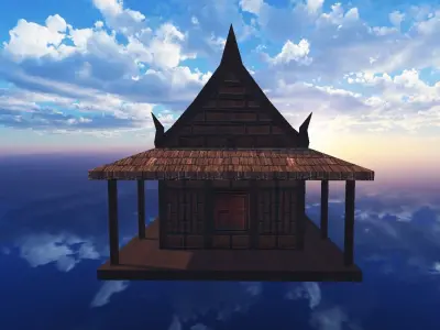 Thai traditional house 04 Low-poly 3D model