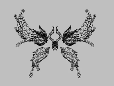 Golden Black Wing Low-poly 3D model