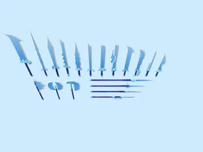 Low-Poly Ice Weapons Pack Low-poly 3D model