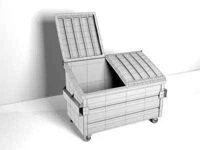Dumpster trash cart on wheels Free low-poly 3D model