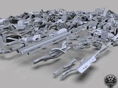 Sci-Fi Industrial Piece  Kitbash Collection 3D model