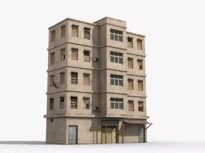 Arab Middle East Building x4 Low-poly 3D model