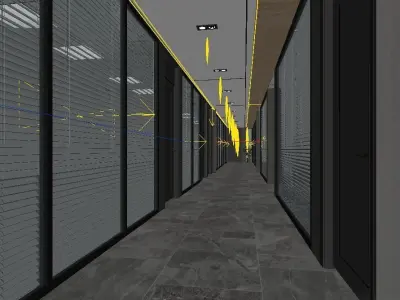 Modern Office Hallway Design 3D model