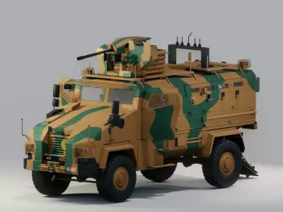 BMC kirpi MRAP - include inside - Fully Rigged Low-poly 3D model