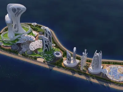 0078 - Future City Island 02 - 2D Drawing - 3D Files 3D model