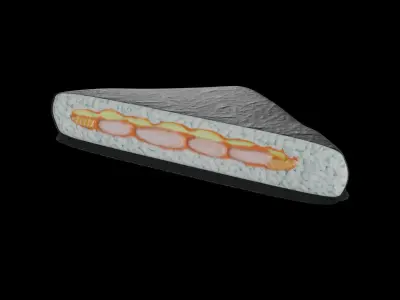 Sushi Tiger shrimp masago caviar avocado cucumber curry sauce Low-poly 3D model