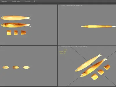 Cartoon fried fish Low-poly 3D model