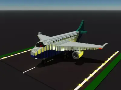Voxel Airplane Low-poly 3D model