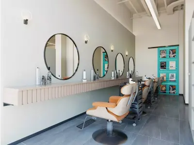 Photorealistic 3D Hair Salon Interior Pack Blender 3ds Max C4D Free low-poly 3D model