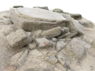 WW2 Gun Casemate Destroyed 2 - High and Low Poly Versions Low-poly 3D model