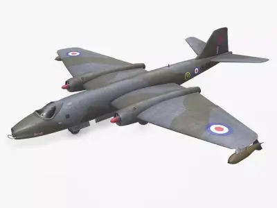 English Electric Canberra Bomber Low-poly PBR Low-poly 3D model