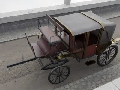 Horse Carriage Low-poly 3D model