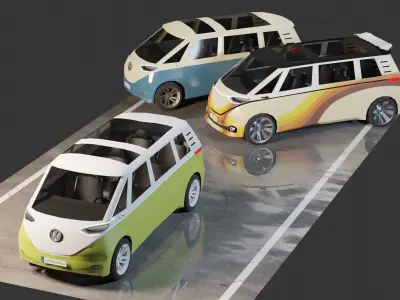 Volkswagen ID Buzz Low-poly 3D model