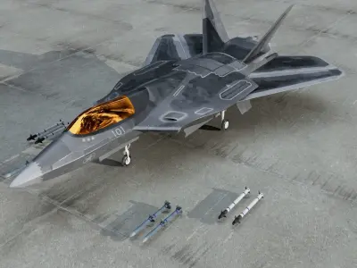 F24-EX Fighter jet Low-poly 3D model