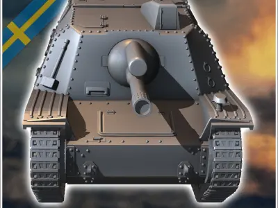 Stormartillerivagn Sav m43 Swedish assault gun - miniatures tabl 3D print model