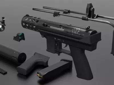 Tec9 Semiauto Pistol Fps - Tps Low-poly 3D model