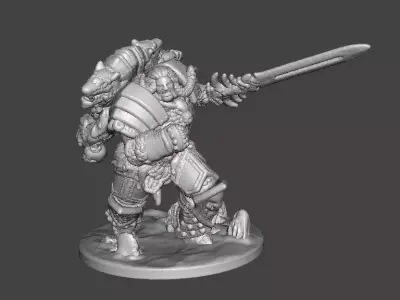 6MM SCALE WOLF CHIEFTAIN MINIATURE MODEL SCIFI OR FANTASY GAMES 3D print model