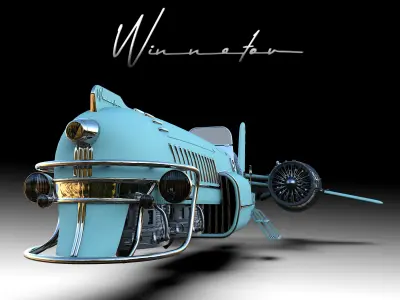 Retro futuristic flyer 3D model