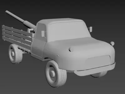 low-poly war truck 3D model
