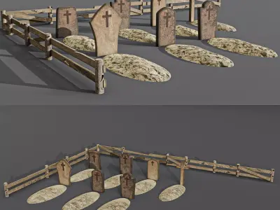 Western cemetery  Free low-poly 3D model