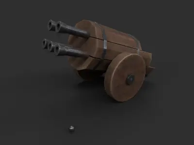 Medieval 15th century organ gun Low-poly 3D model