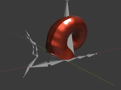 Snail with shell rigged 3D model